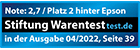 Stiftung Warentest: Tinten-Patronen-Pack für Epson-Drucker (ersetzt C13T03A24010 / 603XL)