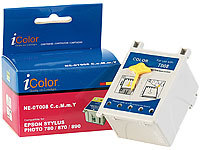 iColor Patrone für EPSON (ersetzt T008401), c/m/y/pc/pm; Kompatible Druckerpatronen für Canon-Tintenstrahldrucker 